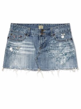 Abercrombie Y2K Denim Mini Skirt Low Rise Graphic Size 4